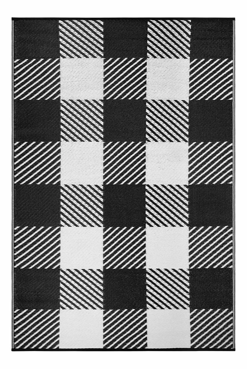 Black Geometric Indoor Outdoor Area Rug Photo 6