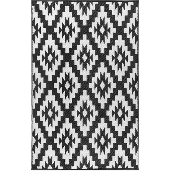 Black Geometric Indoor Outdoor Area Rug Photo 5