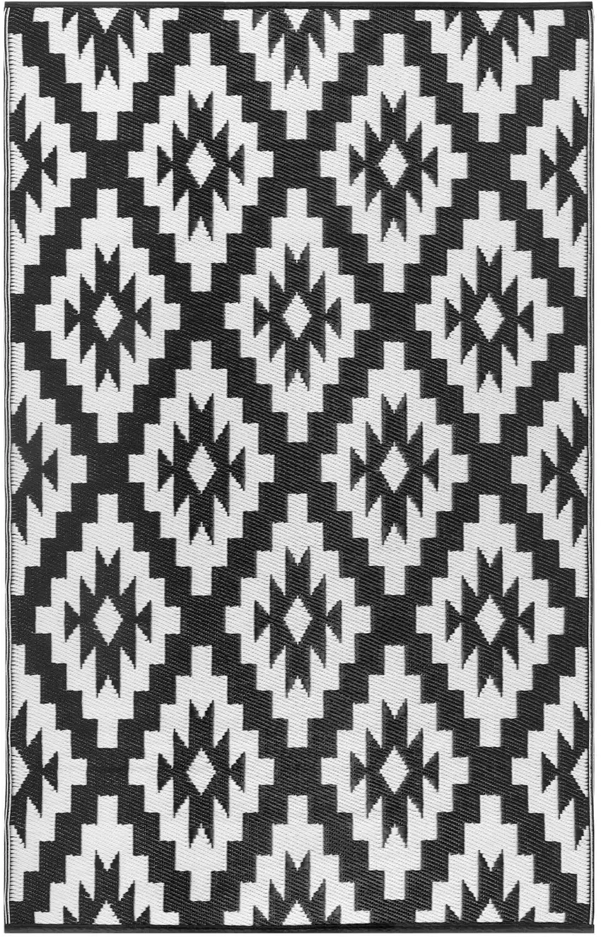 Black Geometric Indoor Outdoor Area Rug Photo 5