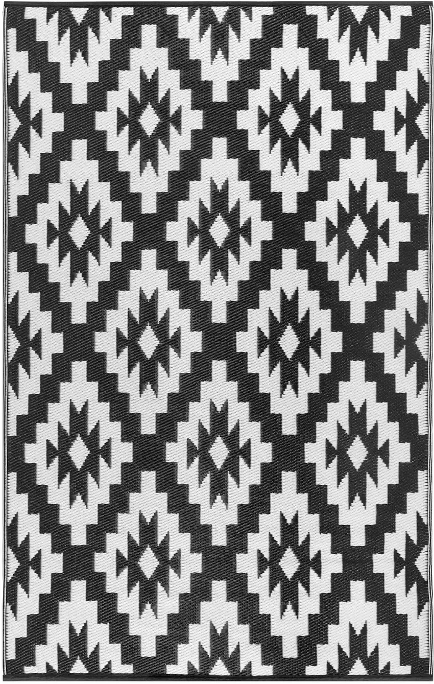 Black Geometric Indoor Outdoor Area Rug Photo 2