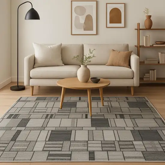 Black Geometric Power Loom Area Rug Photo 1