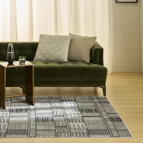 Black Geometric Power Loom Area Rug Photo 4