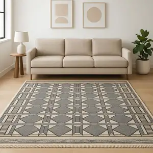 Photo of Black Geometric Power Loom Area Rug