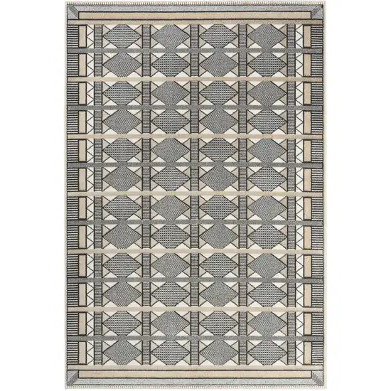 Black Geometric Power Loom Area Rug Photo 8