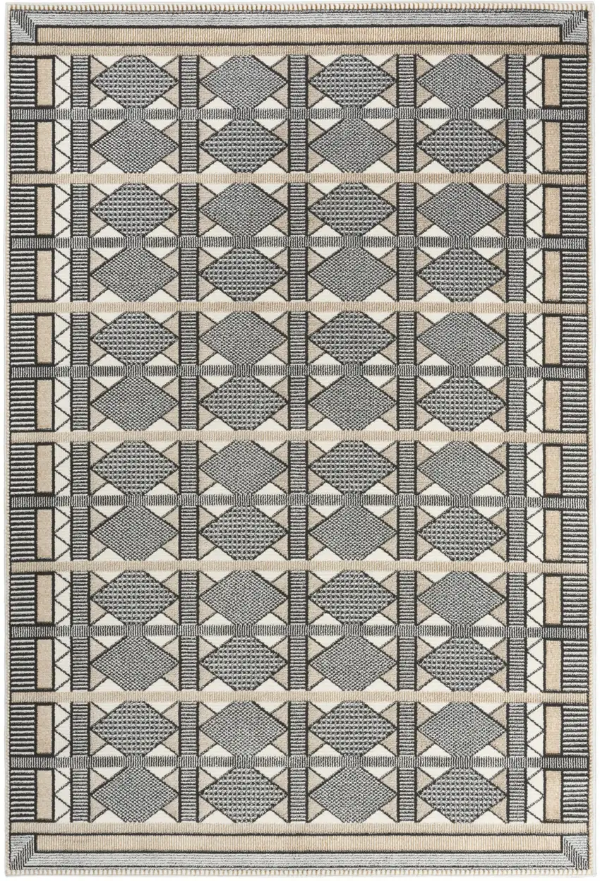 Black Geometric Power Loom Area Rug Photo 8