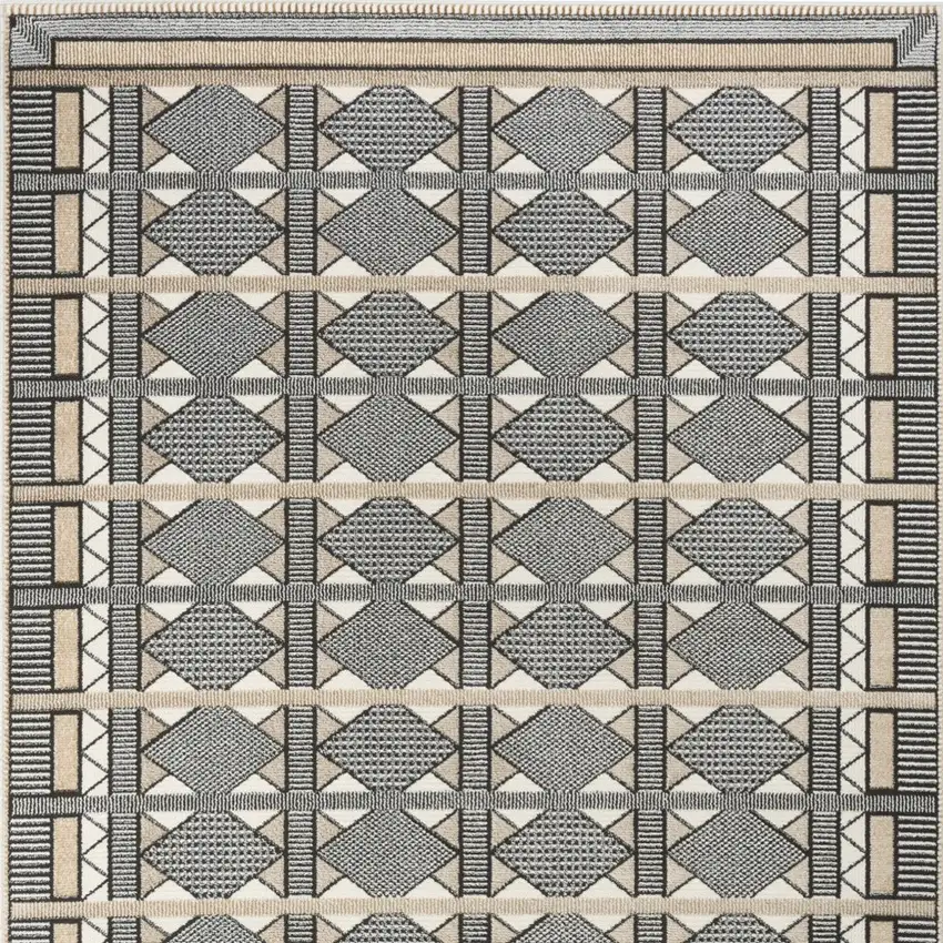 Black Geometric Power Loom Area Rug Photo 9