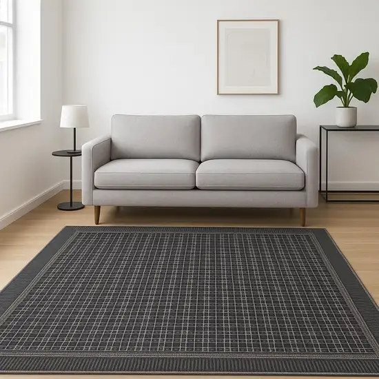 Black Geometric Power Loom Area Rug Photo 1