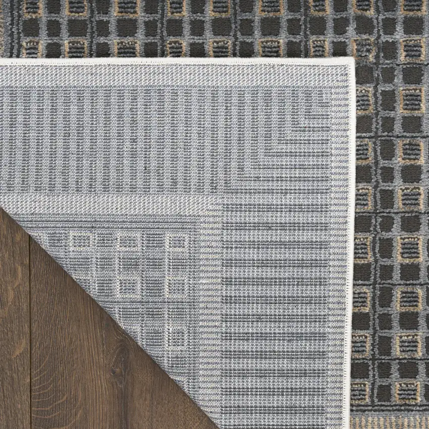 Black Geometric Power Loom Area Rug Photo 9