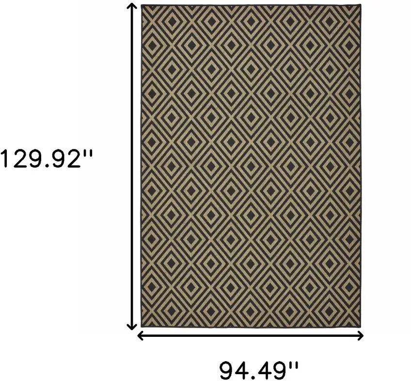 Black and Tan Geometric Stain Resistant Indoor Outdoor Area Rug Photo 3