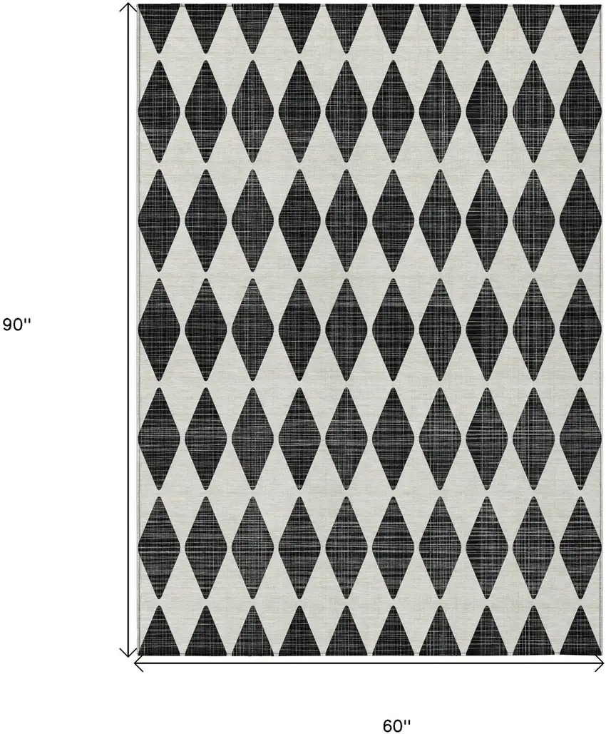 Black Geometric Washable Indoor Outdoor Area Rug Photo 3