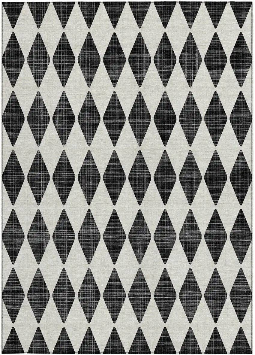 Black Geometric Washable Non Skid Indoor Outdoor Area Rug Photo 6