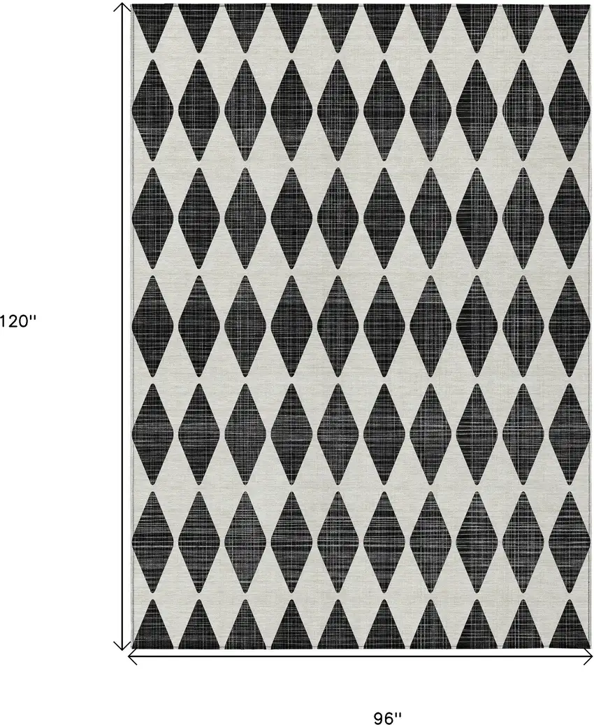 Black Geometric Washable Non Skid Indoor Outdoor Area Rug Photo 3