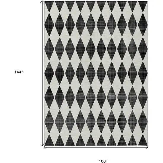 Black Geometric Washable Non Skid Indoor Outdoor Area Rug Photo 3