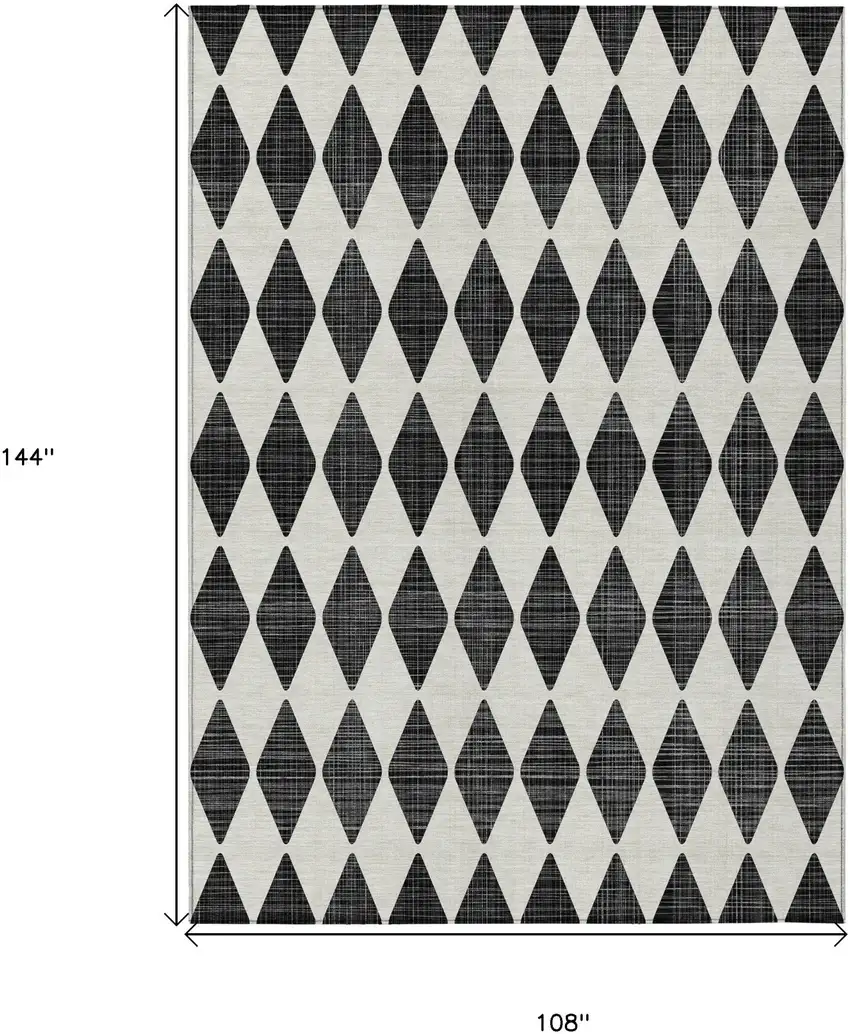 Black Geometric Washable Non Skid Indoor Outdoor Area Rug Photo 3