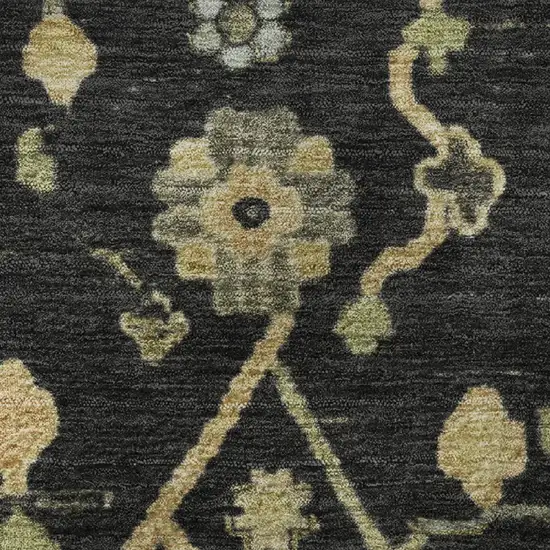 Black Gold And Blue Floral Washable Area Rug With UV Protection Photo 8