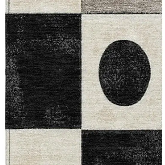 Black Gold And Gray Geometric Washable Indoor Outdoor Area Rug Photo 5