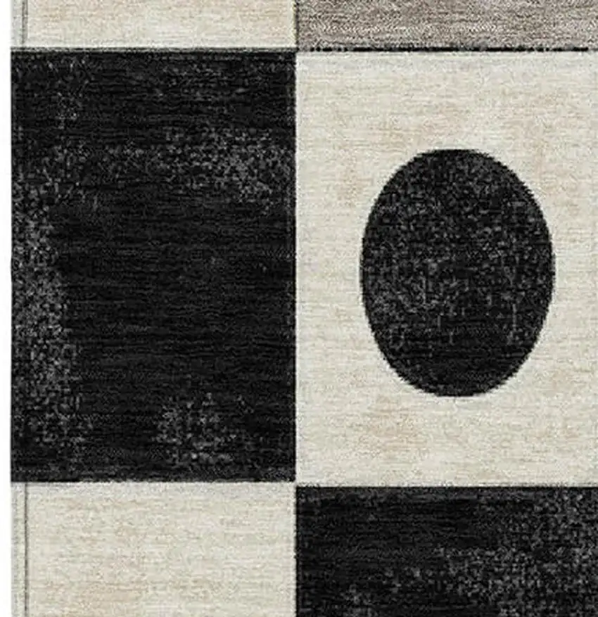 Black Gold And Gray Geometric Washable Indoor Outdoor Area Rug Photo 4