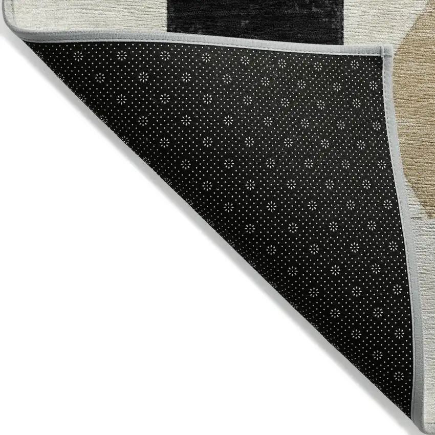 Black Gold And Gray Geometric Washable Indoor Outdoor Area Rug Photo 7