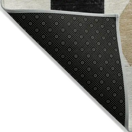 Black Gold And Gray Geometric Washable Indoor Outdoor Area Rug Photo 6