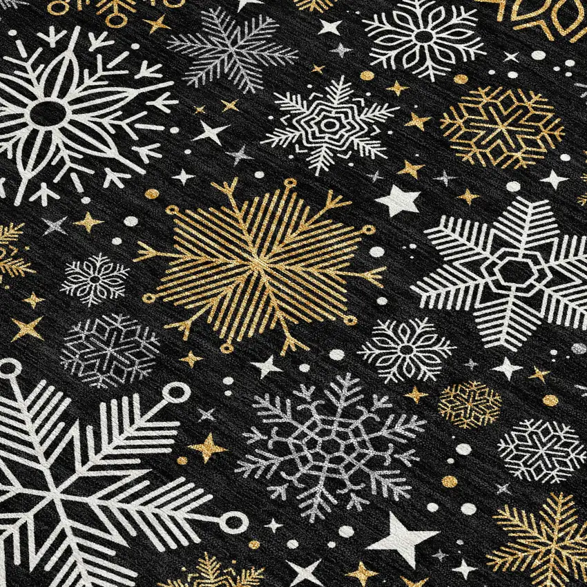 Black Gold And Gray Medallion Washable Indoor Outdoor Area Rug Photo 4