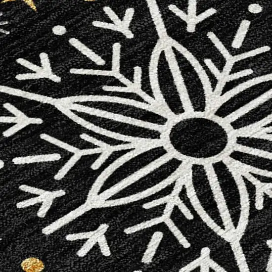 Black Gold And Gray Medallion Washable Indoor Outdoor Area Rug Photo 1