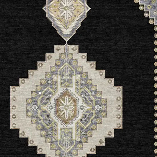 Black Gold And Gray Oriental Washable Indoor Outdoor Area Rug Photo 6