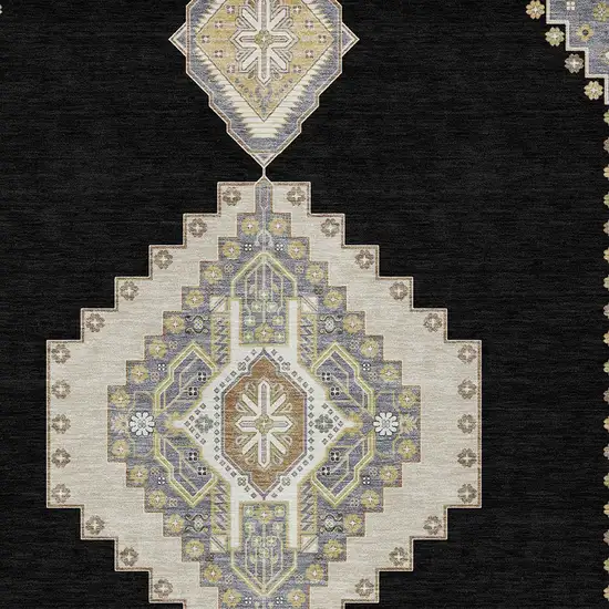 Black Gold And Gray Oriental Washable Indoor Outdoor Area Rug Photo 6