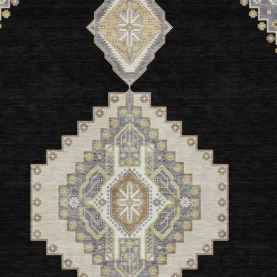 Black Gold And Gray Oriental Washable Indoor Outdoor Area Rug Photo 6