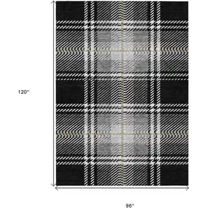 Photo of Black Gold And Gray Plaid Washable Indoor Outdoor Area Rug