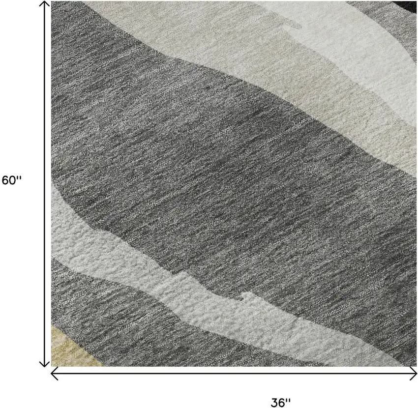 Black Gold And Ivory Abstract Washable Area Rug With UV Protection Photo 8