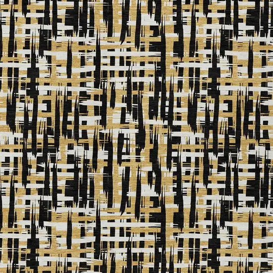 Black Gold And Ivory Abstract Washable Indoor Outdoor Area Rug Photo 6