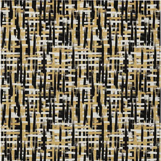 Black Gold And Ivory Abstract Washable Indoor Outdoor Area Rug Photo 7