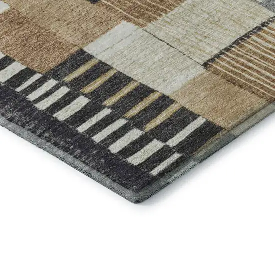 Black Gold And Ivory Geometric Washable Area Rug With UV Protection Photo 7