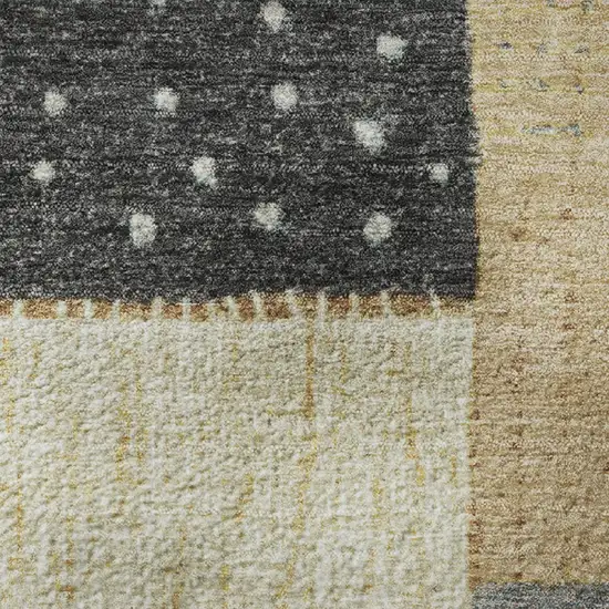 Black Gold And Ivory Geometric Washable Area Rug With UV Protection Photo 8