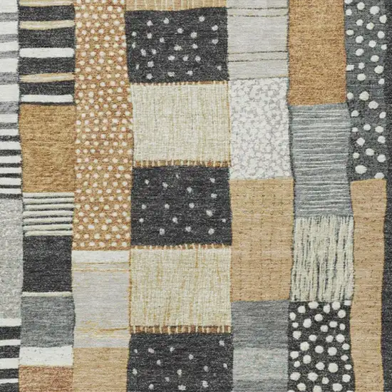 Black Gold And Ivory Geometric Washable Indoor Outdoor Area Rug Photo 3