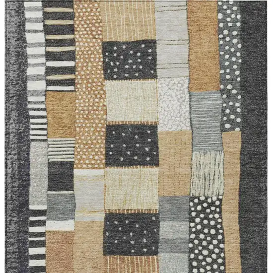 Black Gold And Ivory Geometric Washable Indoor Outdoor Area Rug Photo 3