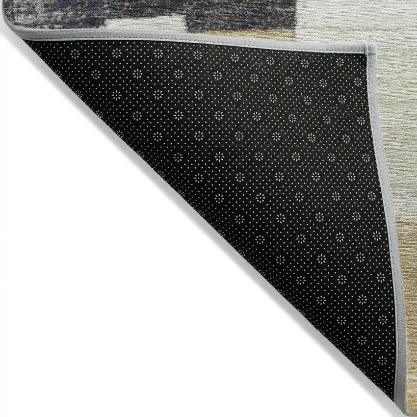 Black Gold And Ivory Geometric Washable Indoor Outdoor Area Rug Photo 5