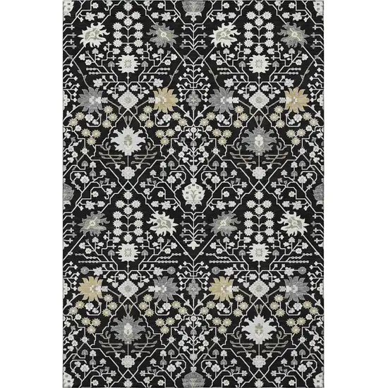 Black Gold And Ivory Oriental Washable Area Rug With UV Protection Photo 2