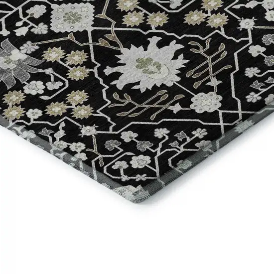Black Gold And Ivory Oriental Washable Area Rug With UV Protection Photo 6