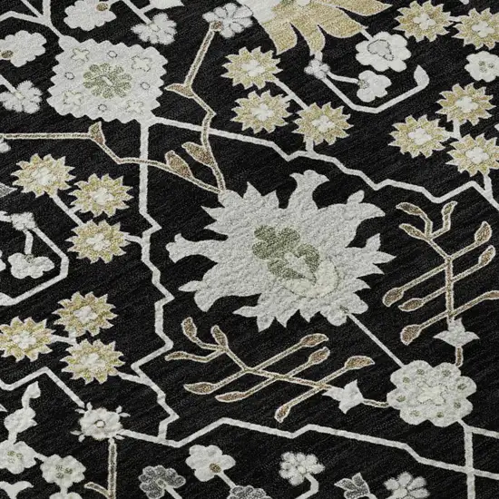 Black Gold And Ivory Oriental Washable Area Rug With UV Protection Photo 8