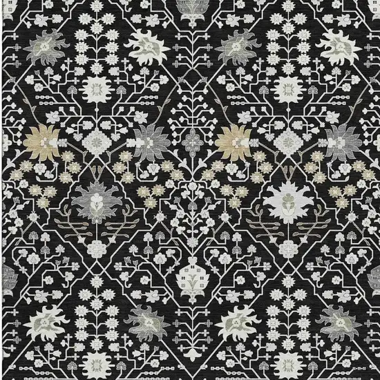 Black Gold And Ivory Oriental Washable Area Rug With UV Protection Photo 3