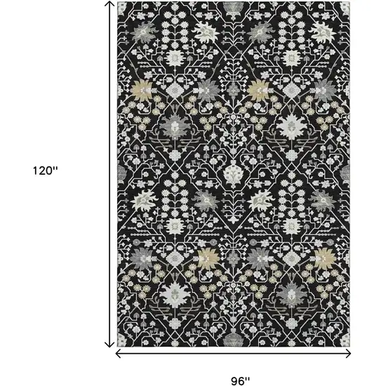 Black Gold And Ivory Oriental Washable Area Rug With UV Protection Photo 8