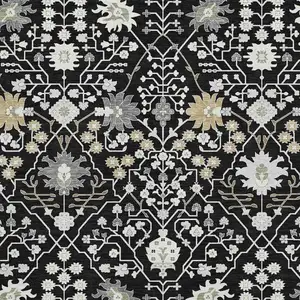 Photo of Black Gold And Ivory Oriental Washable Area Rug With UV Protection