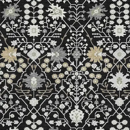 Black Gold And Ivory Oriental Washable Area Rug With UV Protection Photo 2
