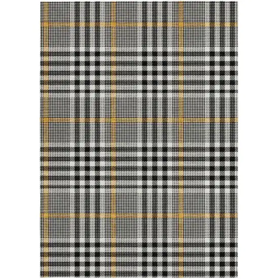 Black Gold And Ivory Plaid Washable Indoor Outdoor Area Rug Photo 7