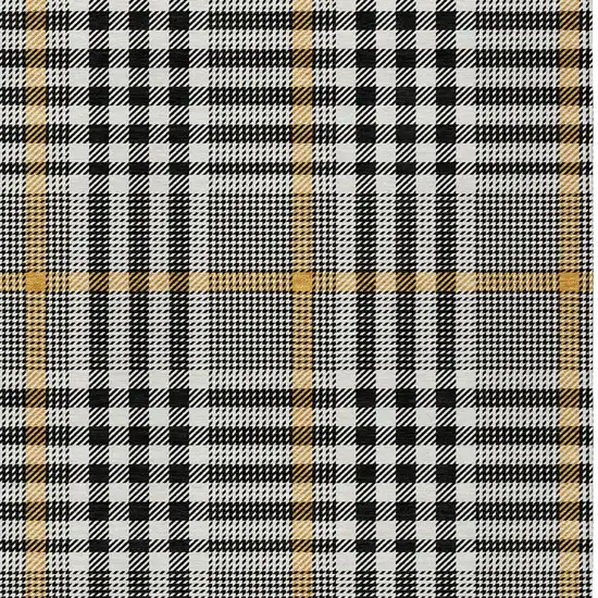 Black Gold And Ivory Plaid Washable Indoor Outdoor Area Rug Photo 6