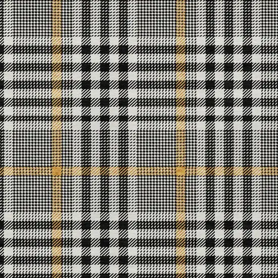 Black Gold And Ivory Plaid Washable Indoor Outdoor Area Rug Photo 6