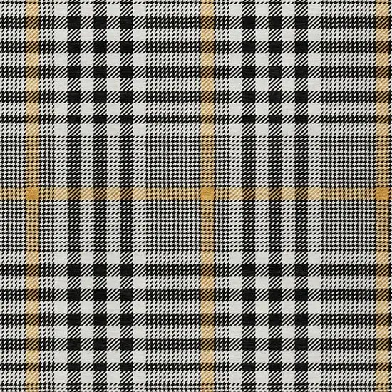 Black Gold And Ivory Plaid Washable Indoor Outdoor Area Rug Photo 6