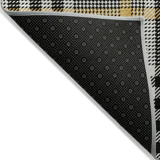 Black Gold And Ivory Plaid Washable Indoor Outdoor Area Rug Photo 3