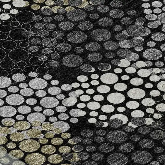 Black Gold And Ivory Polka Dot Washable Area Rug With UV Protection Photo 3
